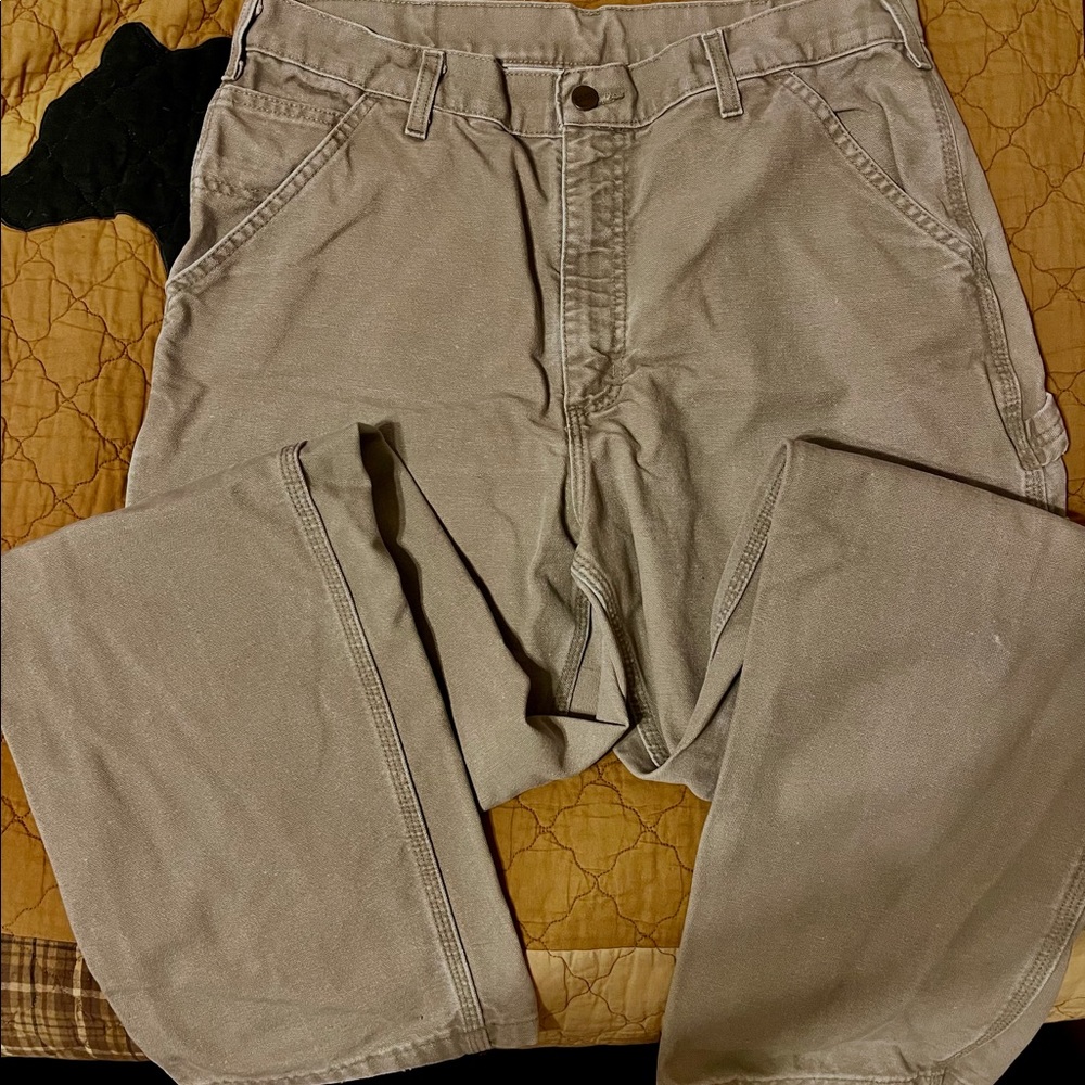 *** MENS CARHARTT WORK PANTS, 34X34, REALLY GOOD CONDITION! *** KHAKI/TAN